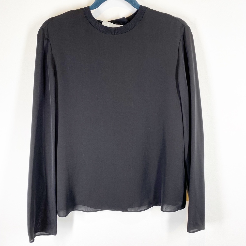 Vince Silk Long Sleeve Tie Back Blouse